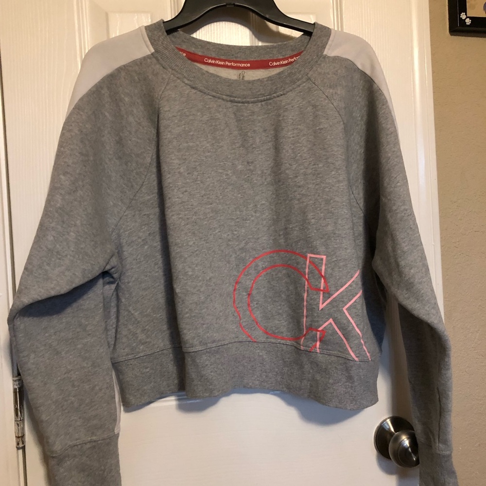 Calvin Klein Performance Gray Sweatshirt with Red Trim